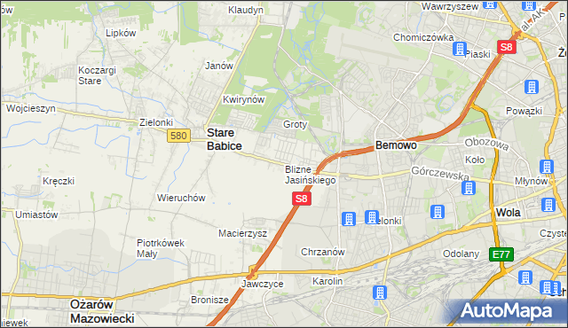 mapa Blizne Jasińskiego, Blizne Jasińskiego na mapie Targeo