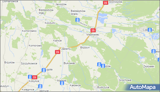 mapa Blizocin gmina Trzebnica, Blizocin gmina Trzebnica na mapie Targeo