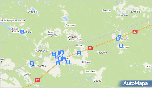 mapa Błota gmina Czersk, Błota gmina Czersk na mapie Targeo