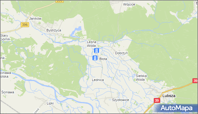 mapa Błota gmina Lubsza, Błota gmina Lubsza na mapie Targeo