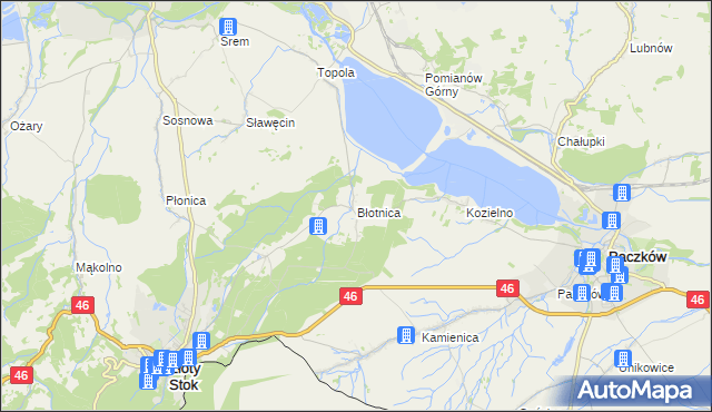 mapa Błotnica gmina Złoty Stok, Błotnica gmina Złoty Stok na mapie Targeo