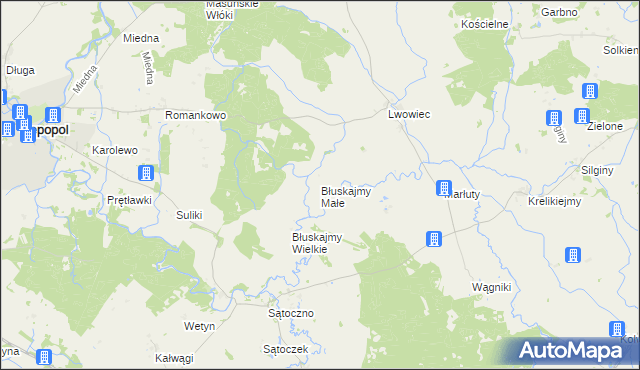 mapa Błuskajmy Małe, Błuskajmy Małe na mapie Targeo