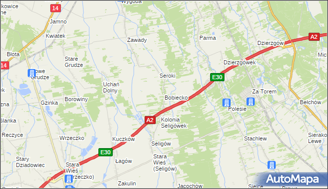 mapa Bobiecko, Bobiecko na mapie Targeo