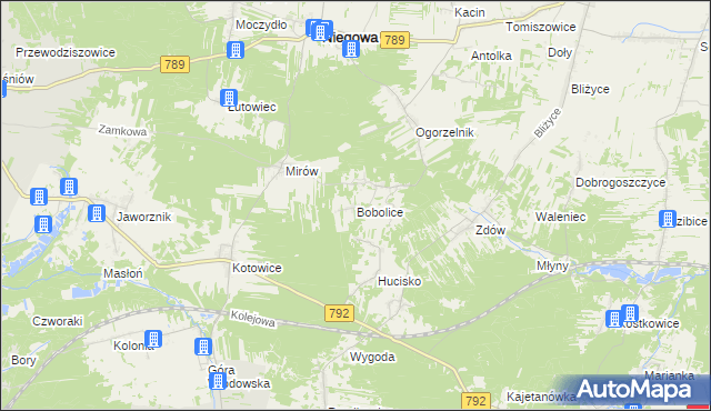 mapa Bobolice gmina Niegowa, Bobolice gmina Niegowa na mapie Targeo