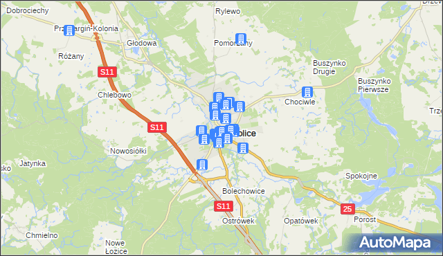 mapa Bobolice powiat koszaliński, Bobolice powiat koszaliński na mapie Targeo