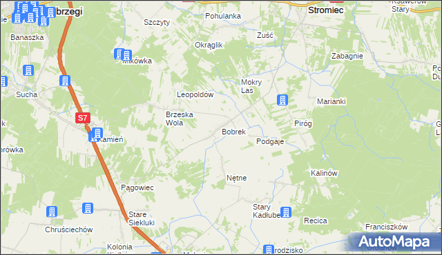 mapa Bobrek gmina Stromiec, Bobrek gmina Stromiec na mapie Targeo