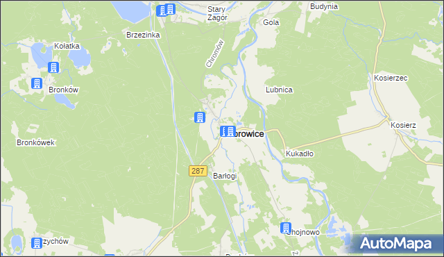 mapa Bobrowice powiat krośnieński, Bobrowice powiat krośnieński na mapie Targeo