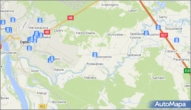 mapa Bobrowniki gmina Ryki, Bobrowniki gmina Ryki na mapie Targeo