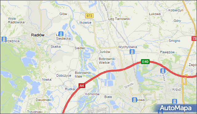 mapa Bobrowniki Wielkie, Bobrowniki Wielkie na mapie Targeo