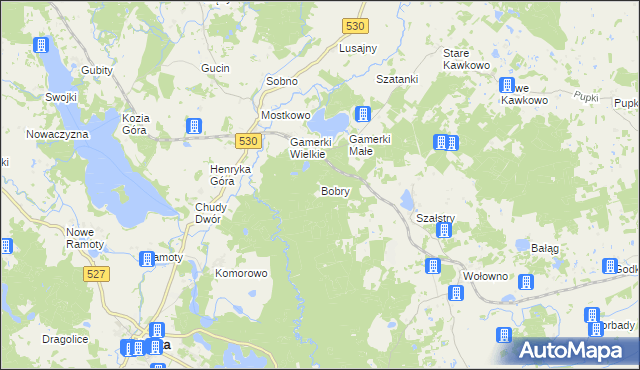 mapa Bobry gmina Jonkowo, Bobry gmina Jonkowo na mapie Targeo