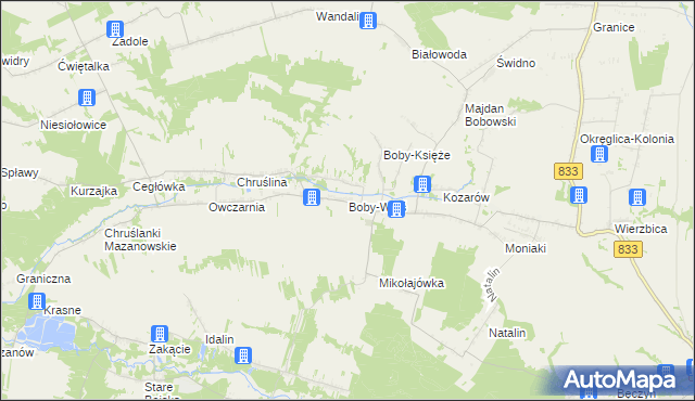 mapa Boby-Wieś, Boby-Wieś na mapie Targeo