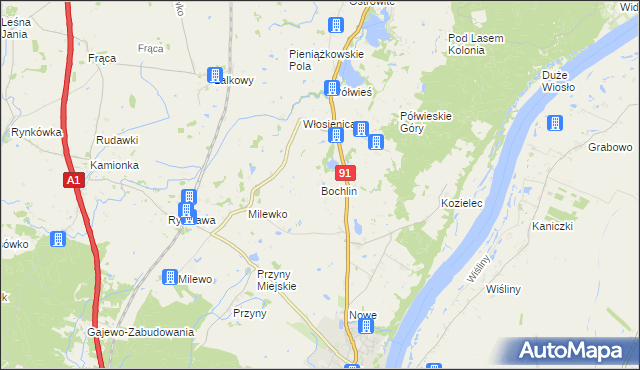 mapa Bochlin gmina Nowe, Bochlin gmina Nowe na mapie Targeo