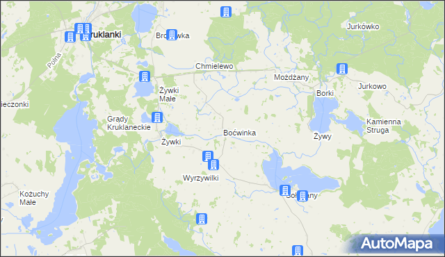 mapa Boćwinka gmina Kruklanki, Boćwinka gmina Kruklanki na mapie Targeo
