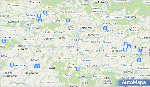 mapa Boczów gmina Łapanów, Boczów gmina Łapanów na mapie Targeo