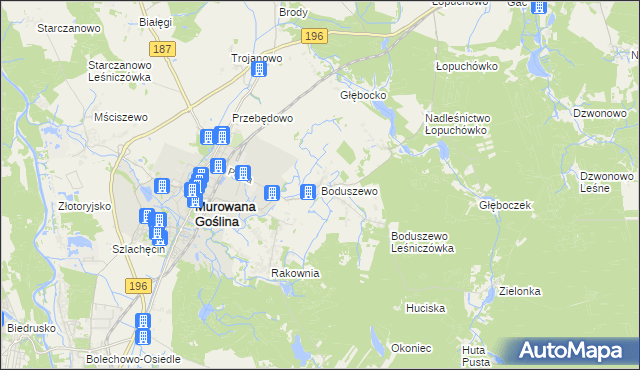 mapa Boduszewo, Boduszewo na mapie Targeo