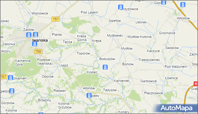 mapa Boduszów, Boduszów na mapie Targeo