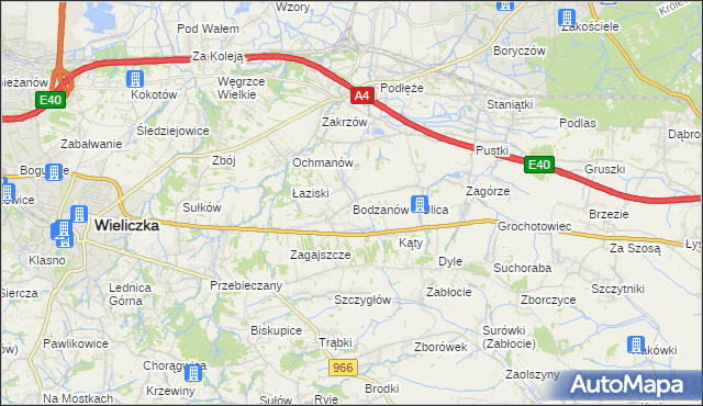 mapa Bodzanów gmina Biskupice, Bodzanów gmina Biskupice na mapie Targeo