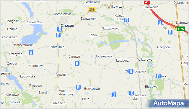 mapa Bodzanowo gmina Choceń, Bodzanowo gmina Choceń na mapie Targeo