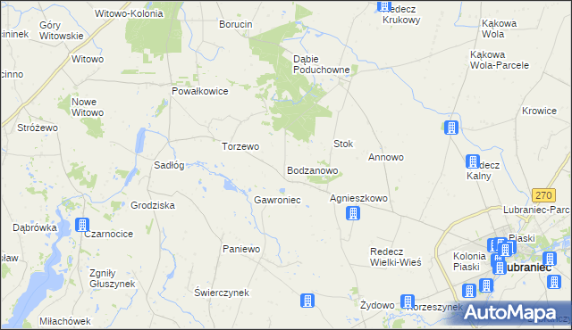mapa Bodzanowo gmina Lubraniec, Bodzanowo gmina Lubraniec na mapie Targeo