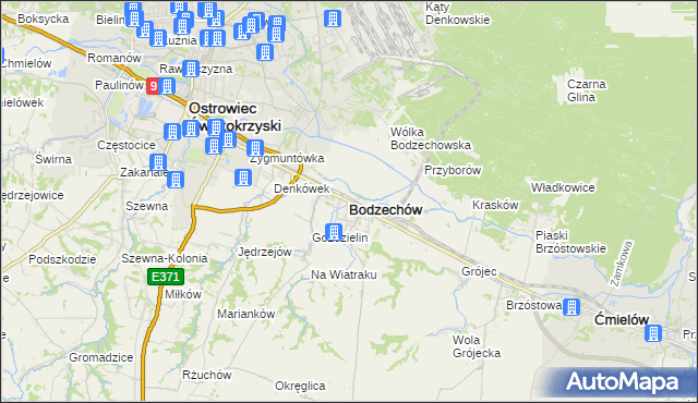 mapa Bodzechów, Bodzechów na mapie Targeo