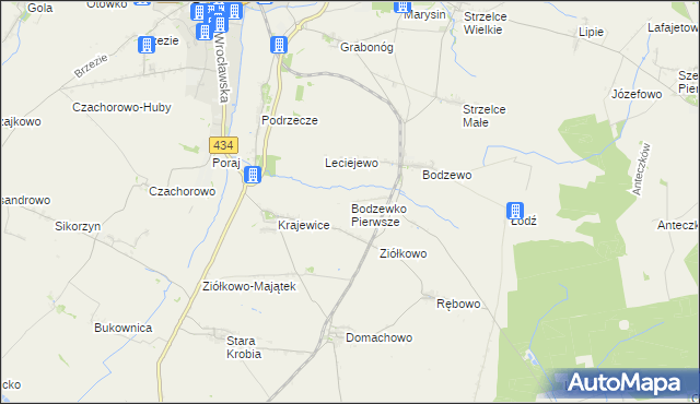 mapa Bodzewko Pierwsze, Bodzewko Pierwsze na mapie Targeo