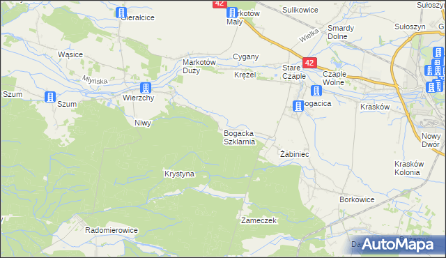 mapa Bogacka Szklarnia, Bogacka Szklarnia na mapie Targeo