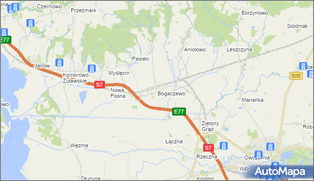 mapa Bogaczewo gmina Elbląg, Bogaczewo gmina Elbląg na mapie Targeo
