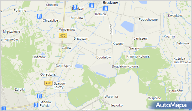 mapa Bogdałów, Bogdałów na mapie Targeo