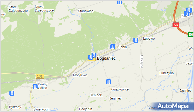 mapa Bogdaniec powiat gorzowski, Bogdaniec powiat gorzowski na mapie Targeo