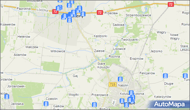 mapa Bogdanka gmina Brzeziny, Bogdanka gmina Brzeziny na mapie Targeo
