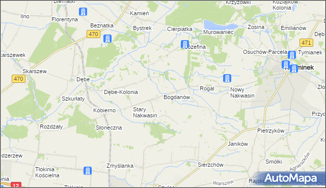 mapa Bogdanów gmina Koźminek, Bogdanów gmina Koźminek na mapie Targeo