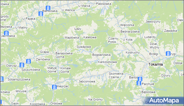 mapa Bogdanówka gmina Tokarnia, Bogdanówka gmina Tokarnia na mapie Targeo