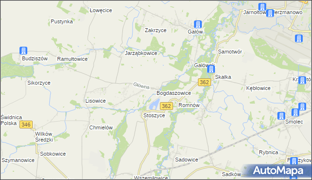 mapa Bogdaszowice, Bogdaszowice na mapie Targeo