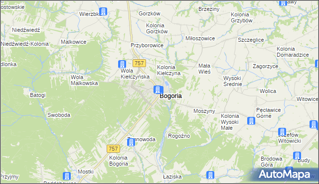 mapa Bogoria powiat staszowski, Bogoria powiat staszowski na mapie Targeo