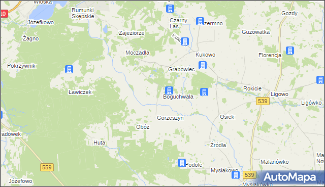 mapa Boguchwała gmina Skępe, Boguchwała gmina Skępe na mapie Targeo