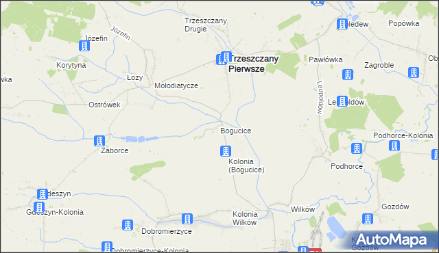 mapa Bogucice gmina Trzeszczany, Bogucice gmina Trzeszczany na mapie Targeo