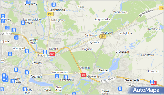 mapa Bogucin gmina Swarzędz, Bogucin gmina Swarzędz na mapie Targeo