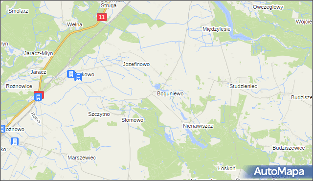 mapa Boguniewo, Boguniewo na mapie Targeo