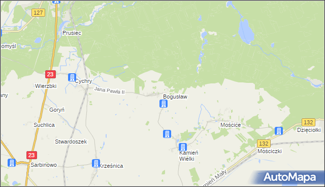 mapa Bogusław gmina Dębno, Bogusław gmina Dębno na mapie Targeo