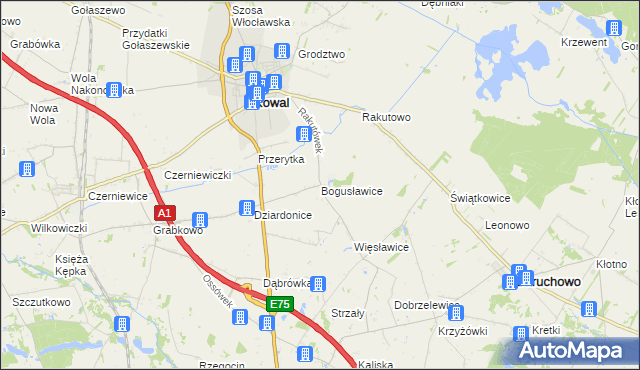 mapa Bogusławice gmina Kowal, Bogusławice gmina Kowal na mapie Targeo