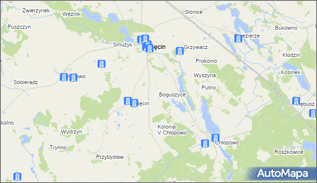 mapa Boguszyce gmina Krzęcin, Boguszyce gmina Krzęcin na mapie Targeo