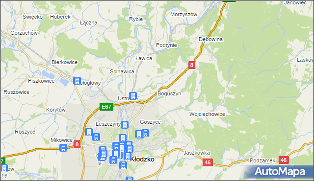 mapa Boguszyn gmina Kłodzko, Boguszyn gmina Kłodzko na mapie Targeo