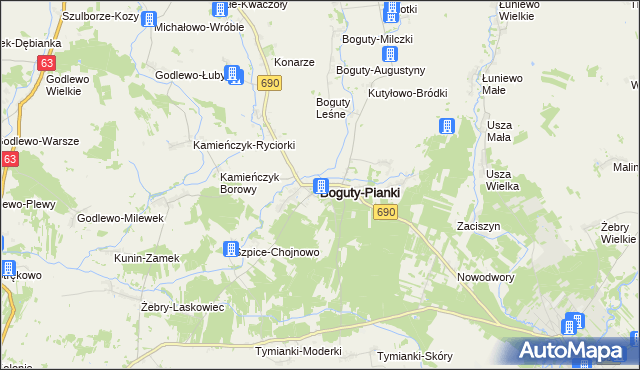mapa Boguty-Pianki, Boguty-Pianki na mapie Targeo