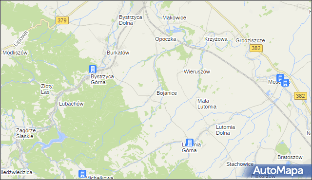 mapa Bojanice gmina Świdnica, Bojanice gmina Świdnica na mapie Targeo