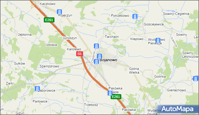 mapa Bojanowo powiat rawicki, Bojanowo powiat rawicki na mapie Targeo