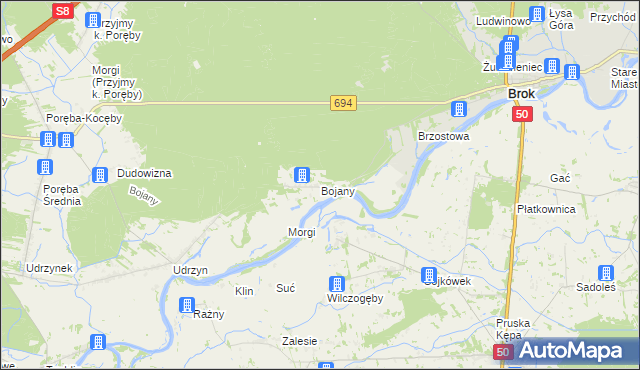 mapa Bojany, Bojany na mapie Targeo