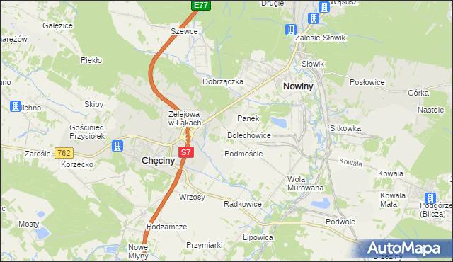 mapa Bolechowice gmina Sitkówka-Nowiny, Bolechowice gmina Sitkówka-Nowiny na mapie Targeo