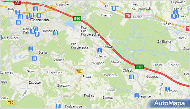 mapa Bolęcin gmina Trzebinia, Bolęcin gmina Trzebinia na mapie Targeo