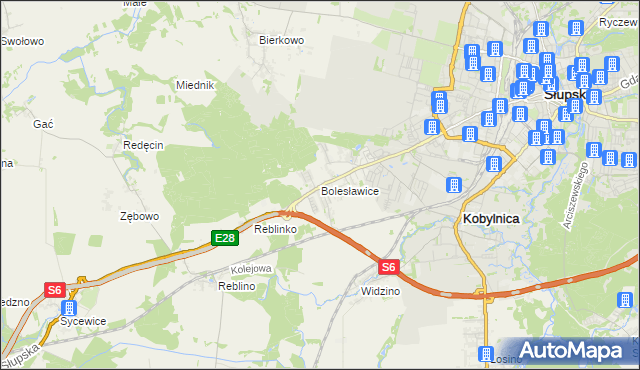 mapa Bolesławice gmina Kobylnica, Bolesławice gmina Kobylnica na mapie Targeo