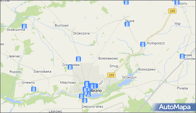 mapa Bolesławowo gmina Debrzno, Bolesławowo gmina Debrzno na mapie Targeo